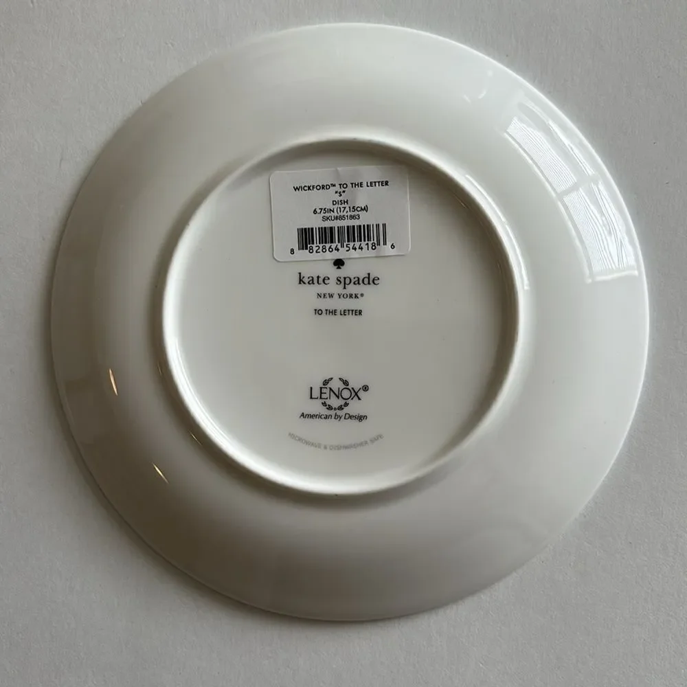 NWT Kate Spade NY Wickford To The Letter S Dish Plate Purple Lenox 6.75”